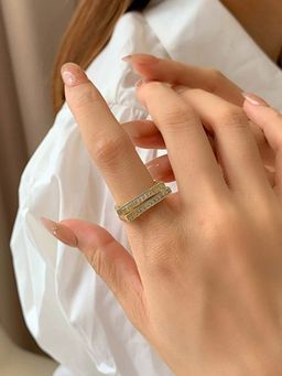 Jewels Galaxy - Gold Plated Style Twin Adjustable Ring
