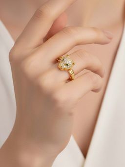 Jewels Galaxy - Gold Plated Style Jaguar Themed Adjustable Ring