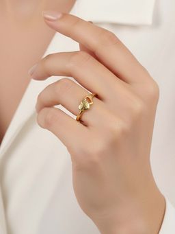 Jewels Galaxy - Gold Plated Style Heart Themed Adjustable Ring