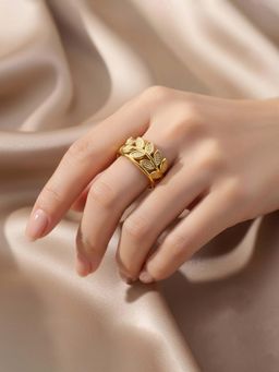 Jewels Galaxy - Gold Plated Contemporary Style Adjustable Ring