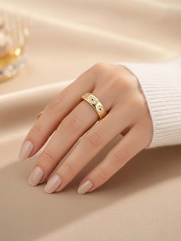 Jewels Galaxy - Gold Plated Style Evil Eye Themed Adjustable Ring
