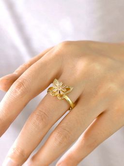 Jewels Galaxy - Gold Plated Butterfly Shaped Rotatable Adjustable Ring