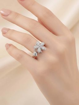Jewels Galaxy - Silver Plated Star Shaped Rotatable Adjustable Ring
