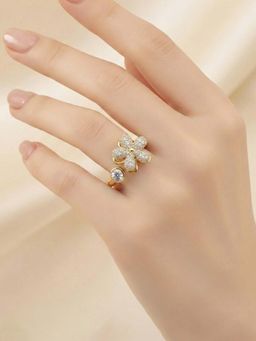 Jewels Galaxy - Gold Plated Star Shaped Rotatable Adjustable Ring