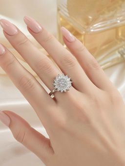 Jewels Galaxy - Silver Plated Star Shaped Rotatable Adjustable Ring