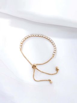 Jewels Galaxy - Anti Tarnish Round Cut Cubic Zirconia Studded White Matrix Tennis Bracelet