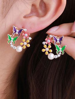 Jewels Galaxy - Anti Tarnish Butterfly Themed Stone Drop Earrings