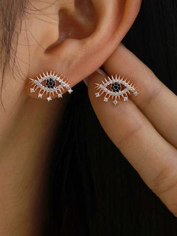 Jewels Galaxy - Anti Tarnish Evil Eye Themed Stone Studded Stud Earrings