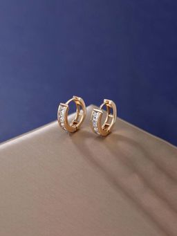 Jewels Galaxy - Anti Tarnish White Stone Studded Hoop Earrings