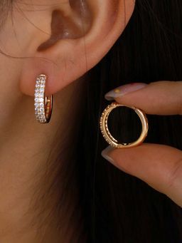 Jewels Galaxy - Gold-Plated Anti Tarnish Stone Studded Hoop Earrings