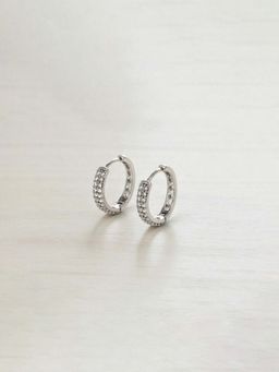 Jewels Galaxy - Silver-Plated Anti Tarnish Stone Studded Hoop Earrings