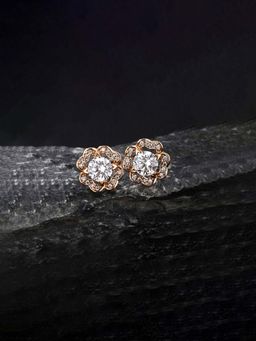 Jewels Galaxy - Anti Tarnish Rose Gold Plated Stone Studded Stud Earrings