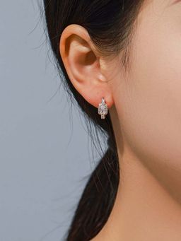 Jewels Galaxy - Anti Tarnish Geometric Stone Studded Hoop Earrings