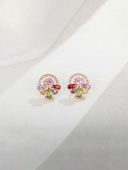 Jewels Galaxy - Anti Tarnish Geometric Cubic Zirconia Studded Stud Earrings