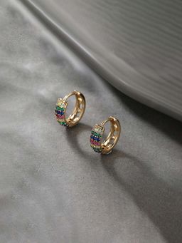 Jewels Galaxy - Anti Tarnish Stone Studded Hoop Earrings