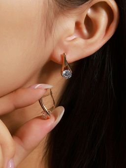 Jewels Galaxy - Anti Tarnish Shaped Stone Studded Hoop Earrings