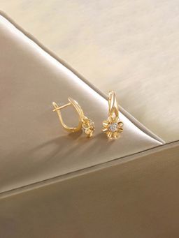 Jewels Galaxy - Anti Tarnish Stone Studded Floral Hoop Earrings