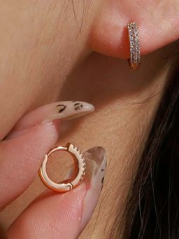 Jewels Galaxy - Anti Tarnish Stone Studded Hoop Earrings