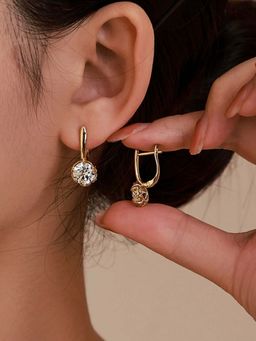 Jewels Galaxy - Anti Tarnish Round Shaped Stone Studded Hoop Earrings