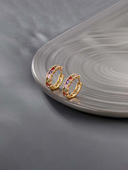 Jewels Galaxy - Anti Tarnish Stone Studded Hoop Earrings