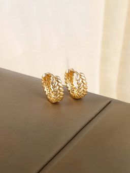 Jewels Galaxy - Anti Tarnish Leaf Themed Hoop Earrings