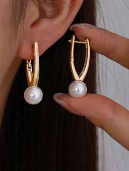 Jewels Galaxy - Anti Tarnish Pearl Studded Hoop Earrings