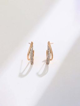 Jewels Galaxy - Anti Tarnish Moon Shaped Stone Studded Half Hoop Earrings