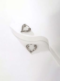 Jewels Galaxy - Silver -Plated Anti Tarnish Heart Themed Hoop Earrings