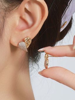 Jewels Galaxy - Anti Tarnish Heart Themed Stone Studded Stud Earrings