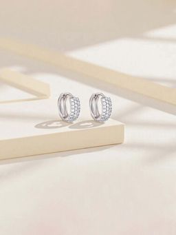 Jewels Galaxy - Anti Tarnish Silver-Plated Stone Studded Hoop Earrings