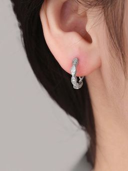 Jewels Galaxy - Anti Tarnish Silver-Plated Stone Studded Hoop Earrings