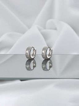 Jewels Galaxy - Anti Tarnish Silver-Plated Stone Studded Hoop Earrings