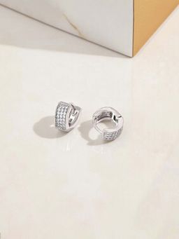 Jewels Galaxy - Anti Tarnish Silver-Plated Stone Studded Hoop Earrings