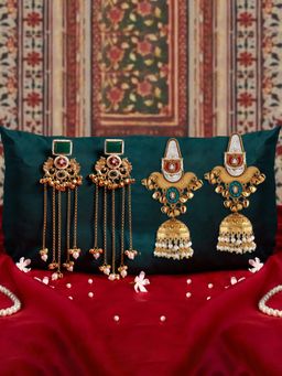 Zaveri Pearls - Multi-Color Stones Beads Embellish Jhumka Earrings (Pack of 2)