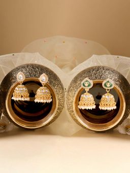 Zaveri Pearls - Multi-Color Stones Beads Traditional Jhumka Earrings (Pack of 2)