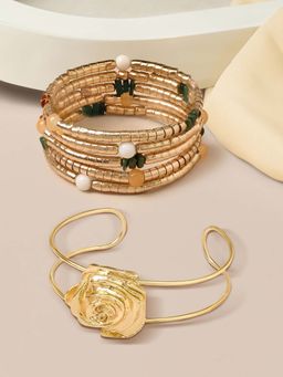 Zaveri Pearls - Gold Tone Contemporary Statement Bracelets (Pack of 2)