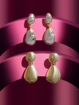 Zaveri Pearls - Gold Tone Contemporary Drop Earrings (Pack of 2)