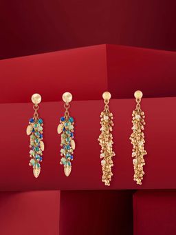 Zaveri Pearls - Multi-Color Beads Contemporary Drop Earrings (Pack of 2)