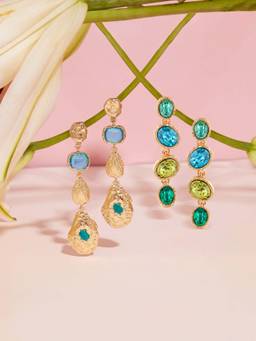Zaveri Pearls - Multi-Color Stones Party Bling Dangler Earrings (Pack of 2)