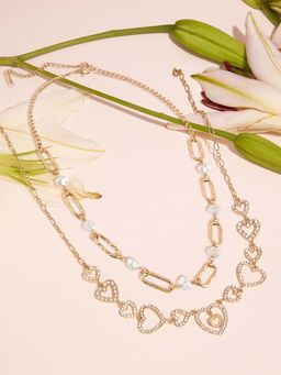 Zaveri Pearls - Gold Tone Stones Beads Contemporary Necklaces (Pack of 2)