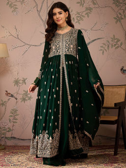 Miss Ethnik - Green Embroidered Kurta and Lehenga with Dupatta