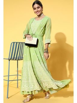 Gahan - Olive Green Color Georgette Embroidery with Sequins Work Party Wear Dress