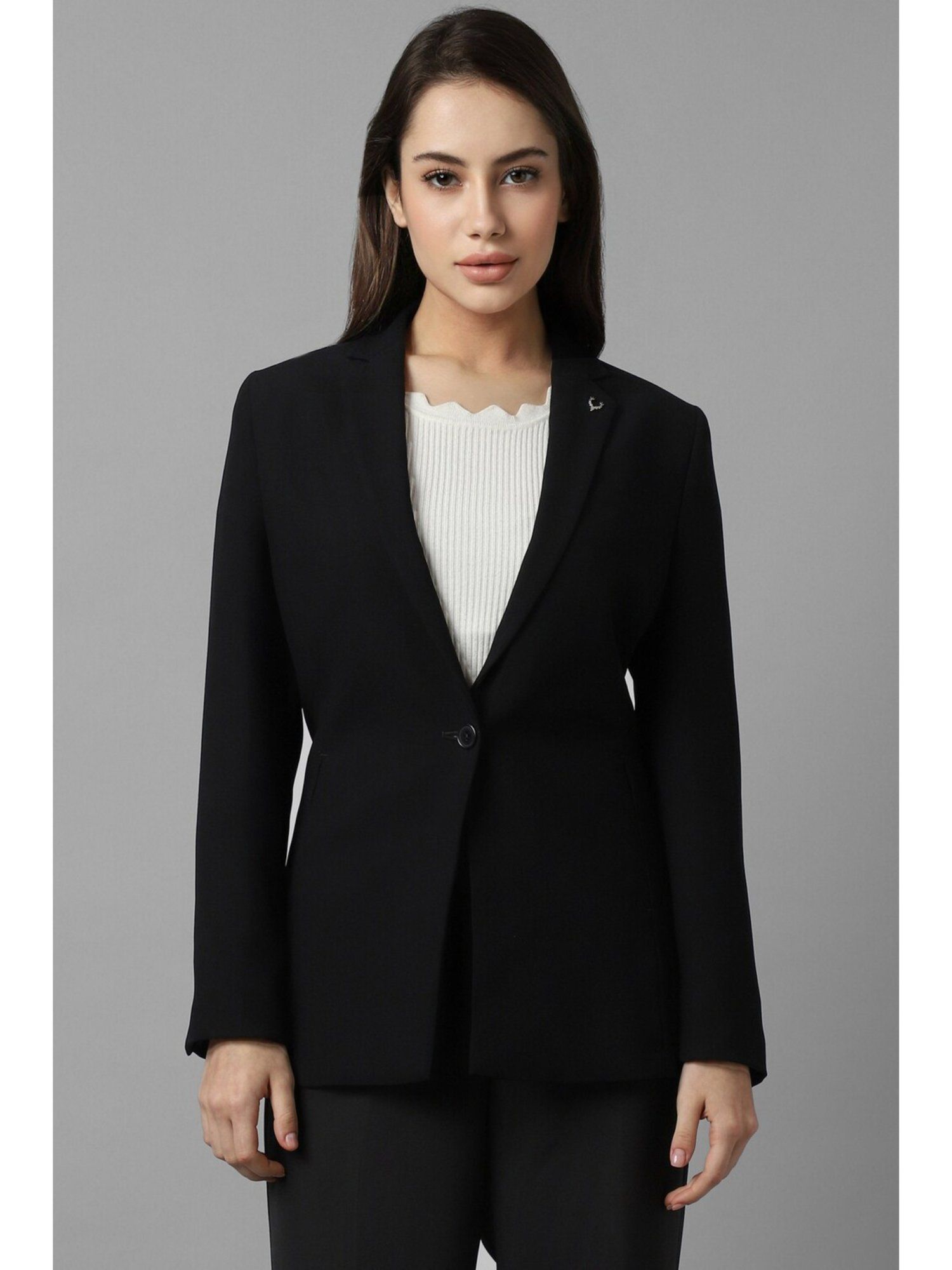allen solly Women Black Regular Fit Blazer-picture-27