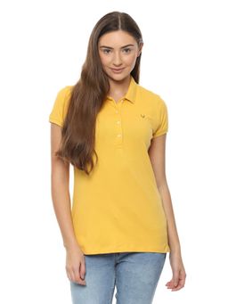 Allen Solly - Women Yellow Solid/Plain Casual T-shirt