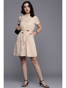 Allen Solly - Women Beige Solid Casual Dress