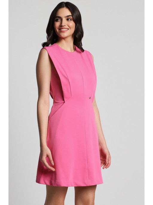slim fit dress slacks Allen Solly Women's Polyester Blend Modern Above The Knee Dress  (AHDRWRGPG34164_Black main image 0