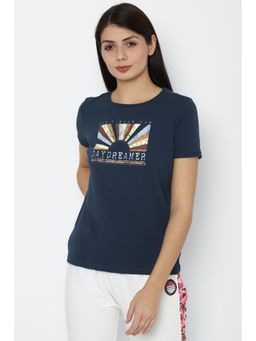 Allen Solly - Women Navy Graphic Print Casual T-shirt