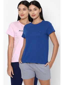 Allen Solly - Women Blue Solid Casual T-shirt (Pack of 2)