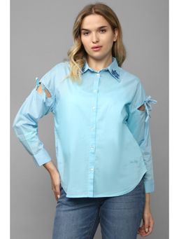 Allen Solly - Women Blue Solid Long Sleeves Shirt