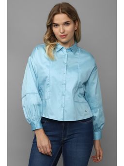 Allen Solly - Women Blue Solid Long Sleeves Shirt